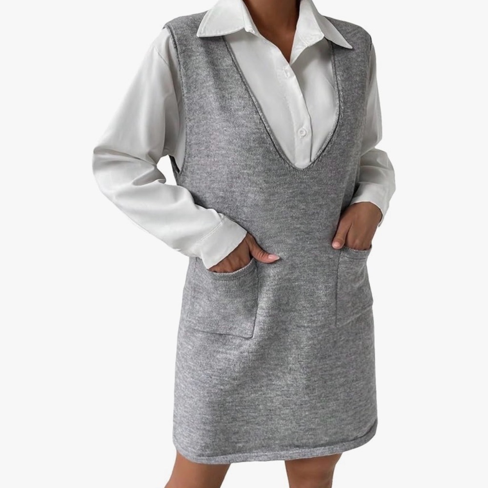 Elegant Gray Sleeveless Midi Dress - Picture 6 of 8